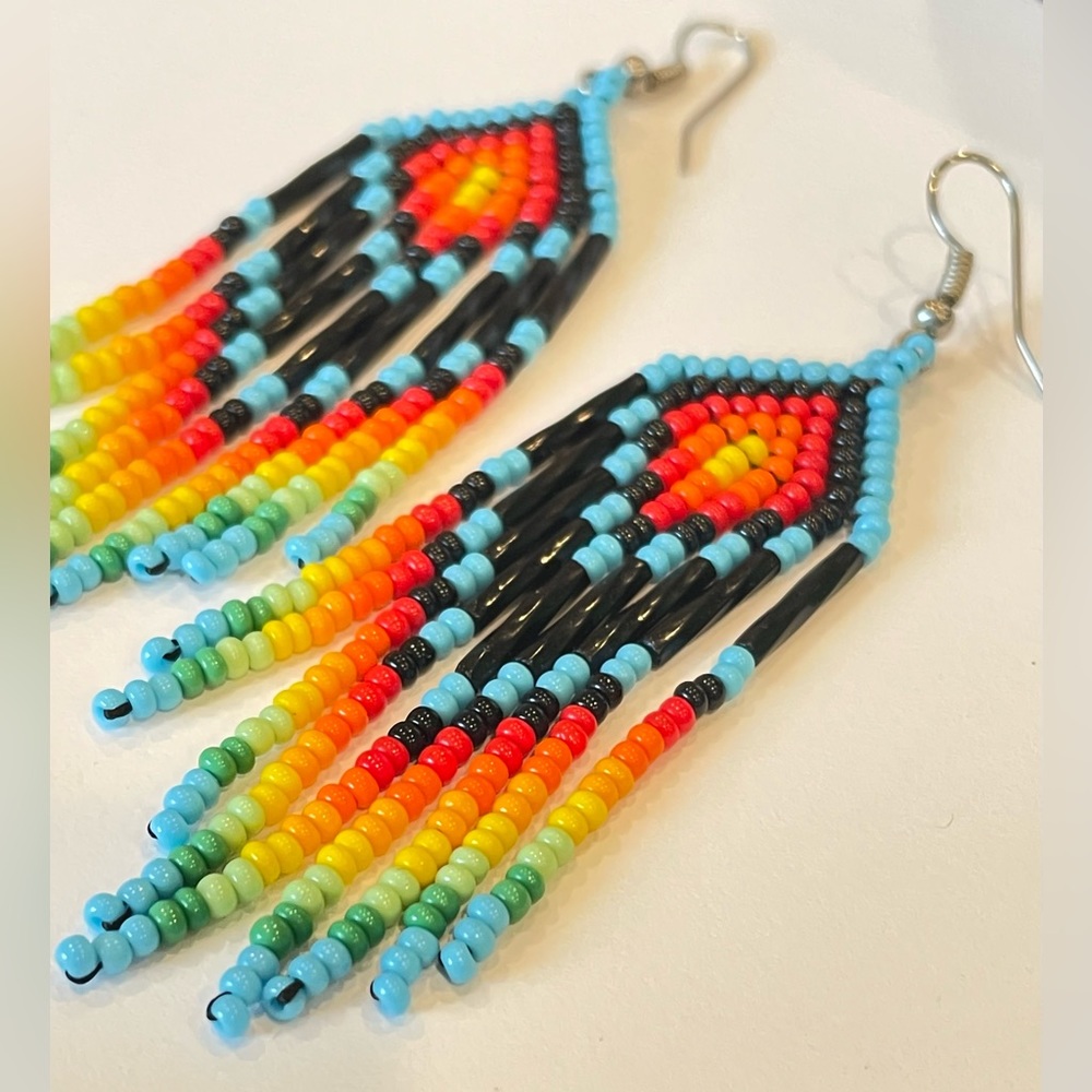 Beaded Earrings Western Geometric Design Handmade Beaded Earrings Staud